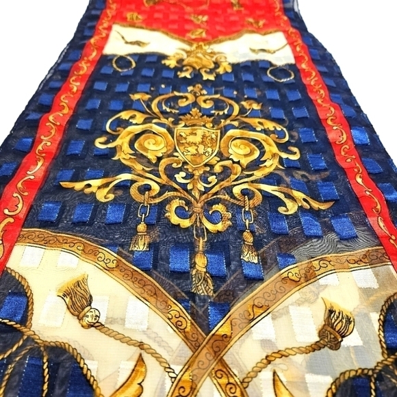 VINTAGE Coat of Arms Lion Shield Ornate Semi-Transparent Rectangle Scarf - Picture 2 of 6